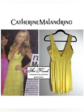 Catherine Malandrino Pleated Silk Knit “Canary” Dress ASO Serena Van Der Woodsen